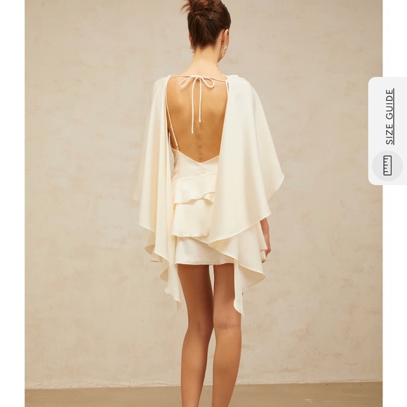 Asymmetrical Ivory Ruffle Mini Dress - Picture 2 of 2